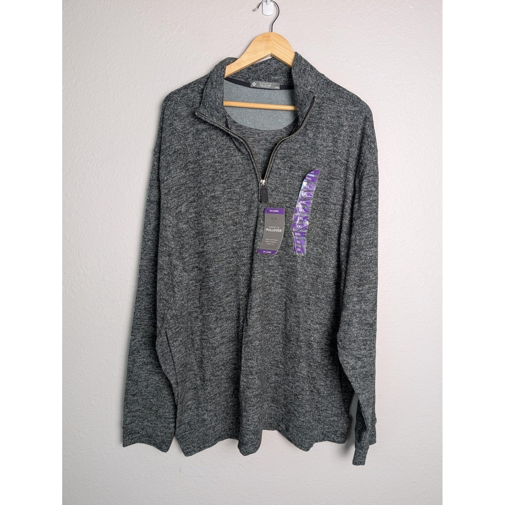 Member's Mark Sweater Mens 2XL Gray Mock Neck Quarter Zip Pullover Stretch 34001